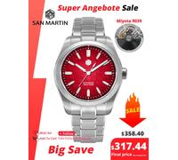San Martin 39mm Stile Cinese 3D "Fu" Cento Benedizioni Quadrante Miyota 9039 Orologio Meccanico Automatico da Uomo Design Originale SN0144 Orange Miyota 9039