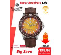 San Martin 40mm Orologio subacqueo Design originale NH35 Meccanico automatico Moda Uomo Orologio Zaffiro Impermeabile 200m Luminoso SN0118 Light Yellow FKM