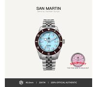 San Martin 40mm Orologio subacqueo Quadrante smaltato Azzurro Rosa Acciaio inossidabile NH35 Automatico luminoso 200m Impermeabile per uomo SN0128