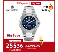 San Martin 42mm PT5000 SW200 Sunray Dial Diver Orologio da uomo Retro Luxury Zaffiro 20Bar Impermeabile BGW-9 Luminoso SN0076 Sunray Light Blue D PT5000