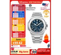 San Martin 43mm Miyota 9120 Orologio da uomo multifunzione di lusso con texture waffle Quadrante Business Meccanico automatico 10Bar BGW-9