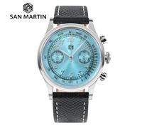 San Martin nuovi orologi da uomo 38mm Fashion Top Luxury orologio cronografo al quarzo per uomo orologio da polso con specchio zaffiro 5ATM