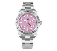 San Martin, orologio da uomo d'affari GMT NH34, quadrante rosa, classico, di lusso, stile classico, con zaffiro, orologio impermeabile, V 1, classico