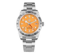 San Martin, orologio da uomo d'affari GMT NH34, quadrante rosa, classico, di lusso, stile classico, con zaffiro, orologio impermeabile, V 2