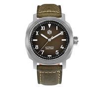 San Martin SN0065G Gradiente Brown Men Watch Vintage YN55 Meccanico Automatico 10 Bar Cinturino in Pelle Zaffiro Vetro Orologi da polso, Con logo.