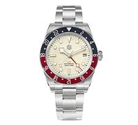 San Martin SN0109G Uomo di Lusso NH34 GMT Orologio Bidirezionale Lunetta in Alluminio Automatico Meccanico Orologi Vetro Zaffiro, bianco, classico