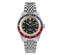 San Martin SN0116 V 6 Vintage Lunetta In Alluminio Distressed Orologio Da Uomo NH34 GMT Automatico Meccanico Retro Impermeabile Watchess, V 1, Retro