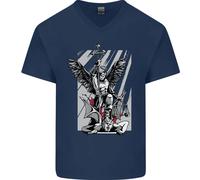 San Michael Uccisione il Diavolo Christian God Uomo Scollo A V Cotone T-Shirt