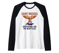San Michele Arcangelo Difendere Noi Moderna Cattolica St Maglia con Maniche Raglan