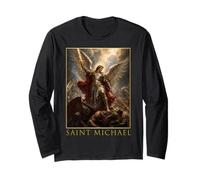 San Michele Arcangelo Spada E Scudo Icona Arte Fede Maglia a Manica