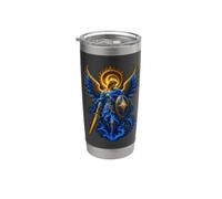 San Michele Blu Celeste Angelo Spada Scudo Arte Sacra Bicchiere termico in acciaio inox doppia parete