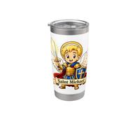 San Michele per bambini Arcangelo cattolico Chibi Pregare Bicchiere termico in acciaio inox doppia parete