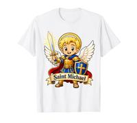 San Michele per Bambini Arcangelo cattolico Chibi Pregare Maglietta con Stampa Grafica Economica