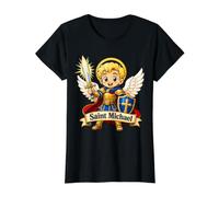San Michele per Bambini Arcangelo cattolico Chibi Pregare Maglietta con Stampa Grafica Economica
