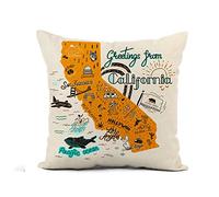 San of California Map Attractions Travel Flag Francisco Copricuscini Resistenti Fodere Cuscini Elegante Fodera per Cuscino per Salotto Divano Casa 45X45Cm