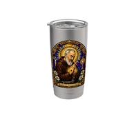 San Padre Pio Cattolico Devozionale Gotico Mosaico Icona Arte Bicchiere termico in acciaio inox doppia parete