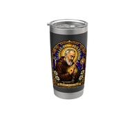 San Padre Pio Cattolico Devozionale Gotico Mosaico Icona Arte Bicchiere termico in acciaio inox doppia parete