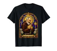 San Padre pio Cattolico Devozionale Gotico Mosaico Icona Arte Maglietta