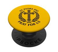 San Padre Pio Prega Per Noi Cattolica Santa Croce Devozione PopSockets PopGrip Adesivo
