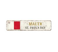 San Paolo Bay Street Signs Personalizzato Bandiera Malta Targa in metallo Capitale Paese Città Souvenir Malta-St. Paul's Bay Targa in metallo Rustico Decorazione per la casa Regalo per amici