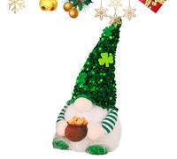 San Patricks Day Gnomes Plush - Decorativo Green Shamrock Gnome, Ornament Festival Irish, Statue Tomte Hat Tomte, bambola accesa festosa con dettagli affascinanti | Decorazione per le vacanze per Home