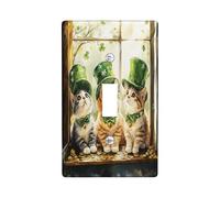 San Patrizio American Shorthair Cat decorativo interruttore della luce piastra da parete 1 banda singola Toggle, finestra divertente gattino piastra elettrica, trifoglio animale domestico stampa