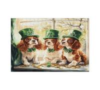 San Patrizio Cavalier King Charles Spaniel Dog Puzzle per adulti 300 pezzi, puzzle in legno con cucciolo di finestra, decorazione stampata per intrattenimento creativo