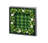 San Patrizio Clovers Frame on Green Checkered Unisex Spille & Pins Quadrato Leggero Risvolto Distintivo Gioielli per Abbigliamento Cappello Scialle