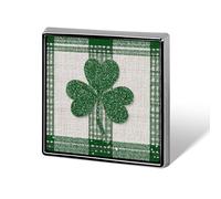 San Patrizio Foglia di trifoglio su plaid bianco verde spille unisex e spille quadrate leggere bavero distintivo gioielli per abbigliamento scialle cappello