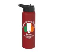 San Patrizio Irish Shamrock Let the Shenanigans Begin Stainless Steel Insulated Water Bottle