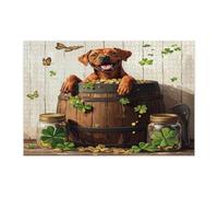 San Patrizio Rhodesian Ridgeback Dog Puzzle per adulti 1000 pezzi, puzzle rustici divertenti in legno stampati con cuccioli, decorazioni per animali domestici per l'intrattenimento domestico