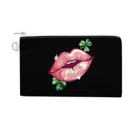 San Patrizio's Day Lips Shamrock portamonete borsa di tela alla moda borsa portadocumenti borsa porta trucchi per uomo donna, stile, taglia unica, borsa per monete, Stile, En storlek, Portamonete