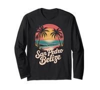 San Pedro Belize Divertimento Retro Tramonto Oceano Onda e Palme Maglia a Manica