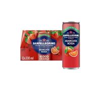 San Pellegrino Bevande frizzanti italiane Bevande analcoliche in scatola con gusto e frizzante leggera all'arancia rossa 12 x 330 ml | 69 kCal per