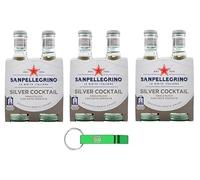 San Pellegrino Silver Cocktail - Bevanda Italiana - Bibita Analcolica Gassata con Note di Spezie e Agrumi - 12 Bottiglie Vetro 20cl + Portachiavi Beni Culinari in Omaggio