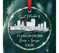 San Pietroburgo - Ornamento natalizio personalizzato con nome/data - Ornamento in vetro personalizzato "It's Where My Story Begins" per gli amanti di San Pietroburgo