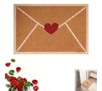 San Valentine Busta Rossa A Forma Di Cuore Zerbino Da Esterno in Fibra Di Cocco Sintetica, Zerbino A Forma Di Busta, Tappeto Di San Valentine Da Esterno, Retro in Gomma Antiscivolo (#A,60*90 cm)