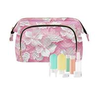 San Valentino Bianco Pesca Floreale Toiletry Borsa Da Viaggio Leggero Delle Donne Della Moneta Della Borsa Della Moneta Del Raccoglitore per Organizzatore di Trucco, San Valentino bianco pesca