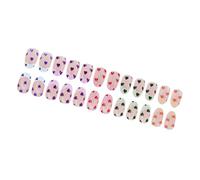 San Valentino Breve Unghie Finte Con Cuore Modello Francese Punta Premere Su Acrilico Artificiale Per Ogni Occasione Un