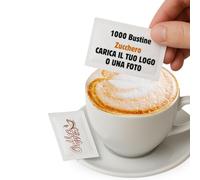 San Valentino Bustine di Zucchero Bianco e/o Canna Personalizzate con Logo/Scritta/Foto - 1000 Bustine Monodose Personalizzabili - Bar|Hotel|Ristoranti (1000 ZUCCHERO BIANCO O/E + CANNA)
