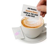 San Valentino - Bustine di Zucchero Bianco Personalizzate con Logo/Scritta/Foto - 300 Bustine Monodose Personalizzabili - Bar|Hotel|Ristoranti (300 ZUCCHERO BIANCO)