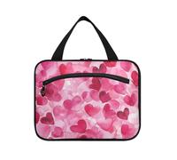 San Valentino Cartoon Rosa Amore Cuore Hanging Bag per gli Uomini Viaggio con Gancio, Designer Essenziale Trucco Organizer Bag per le Donne Must Trip Bolsa para maquillaje L