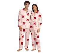 San Valentino, con motivo floreale a cuore, maglietta a maniche lunghe e pantaloni, comodo set da notte da donna con stampa a cuore, materiale morbido per le giornate fredde, abbigliamento ideale per
