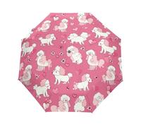 San Valentino Cuore Cane Rosa Ombrello Pieghevole Automatico Ombrelli Antivento Protezione UV da Viaggio per Bambini Ragazzi Ragazze