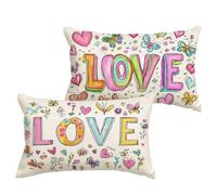 San Valentino Cuscini per Divano Amore Cuscini da Esterno 30x50 cm Piccolo Impermeabili Linoi Copricuscini, Stampa Fronte-Retro Decorativi Federe Cuscino per Giardino Balcone Patio, Set di 2 1B-429