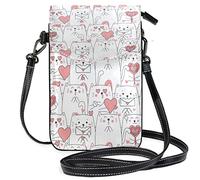 San Valentino Cute Cat Confession Borsa a tracolla per telefono Piccola mini borsa a tracolla Custodia per cellulare Portafoglio in pelle Miglior regalo per San Valentino, Anniversario, Compleanni