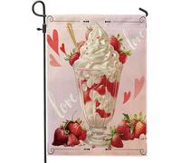 San Valentino giardino bandiera gelato fragola cuore amore lettera fattoria realistici acquerelli moderno rosa lino piccolo mini vacanza doppio lato grande cortile casa prato casa giardino arredamento