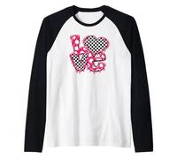 San Valentino Melting Love con Simpatico Cuore a Scacchi a Pois Maglia con Maniche Raglan