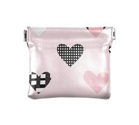 San Valentino nero e pesca Cartoon carino amore donna PU pelle portamonete portatile accessori da viaggio per donna ragazza, San Valentino nero e pesca cartone animato carino amore, Decorazione