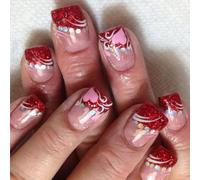 San Valentino Press On Nails Breve Forma Quadrata Falso Romance Love Heart Glitter Stick On Manicure 24 Pezzi Punte Unghie Alla Moda